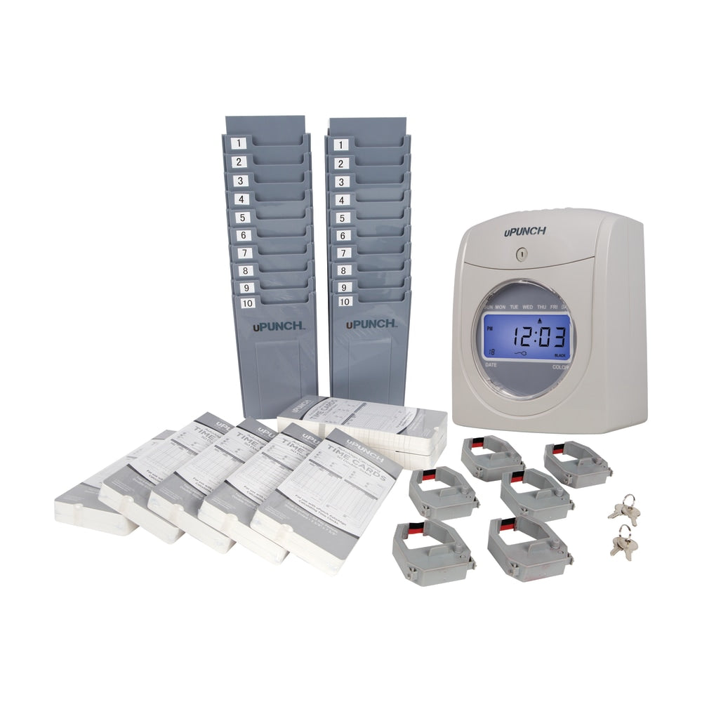 uPunch UB2000 Electronic Calculating Punch Card Time Clock Bundle