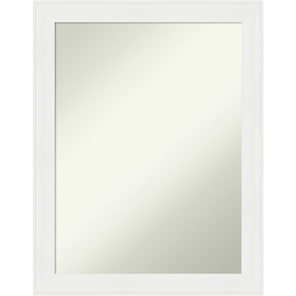 Amanti Art Narrow Non-Beveled Rectangle Framed Bathroom Wall Mirror, 27-1/2in x 21-1/2in, Vanity White