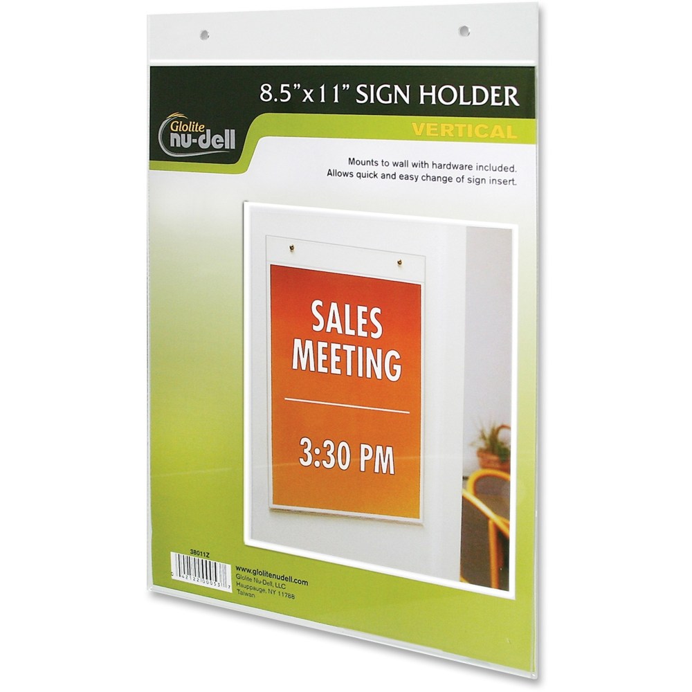 NuDell Acrylic Sign Holders - Support 8.50in x 11in Media - Acrylic - 1 Each - Clear