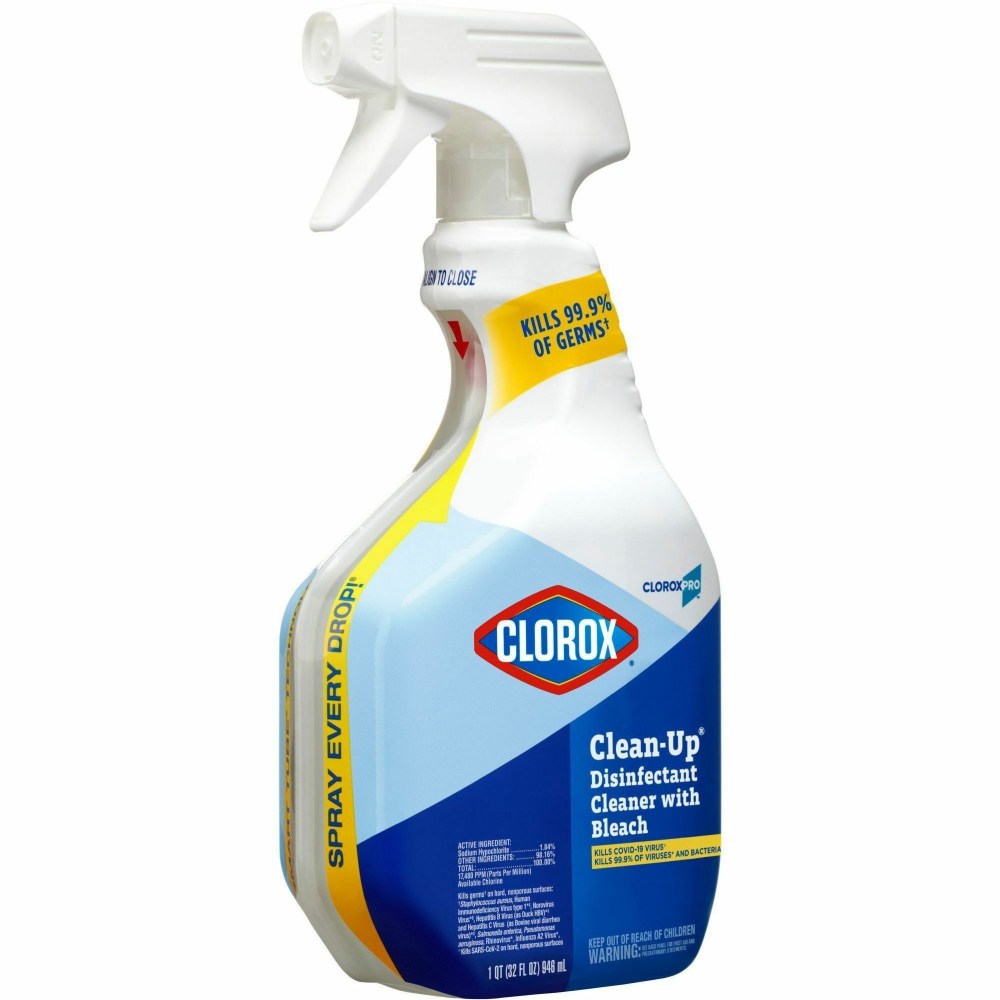 CloroxPro Clean-Up Disinfectant Cleaner with Bleach - Ready-To-Use Spray - 32 fl oz (1 quart) - 216 / Bundle - Clear