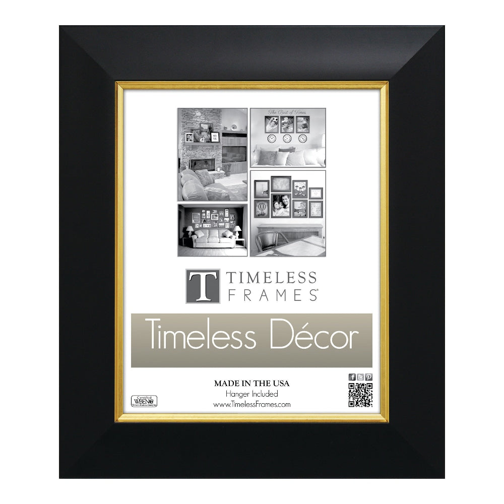 Timeless Frames Jordan Award Frame With Satin Finish, 16in x 20in, Black/Gold