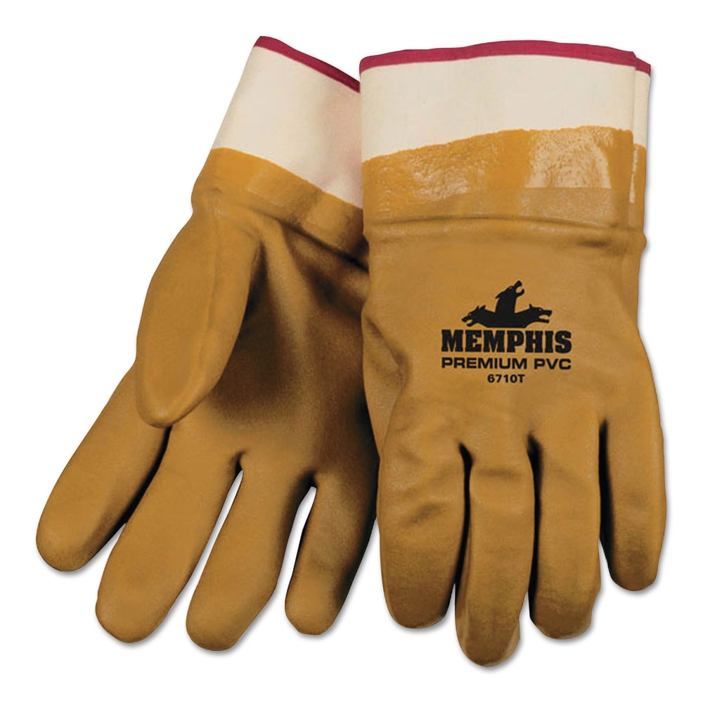 MCR Safety Foam-Lined PVC Safety Gloves, Large, Orange/Sandy, Box Of 12