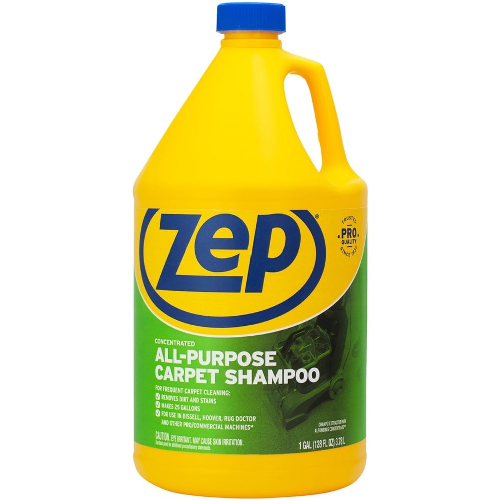 Zep All-Purpose Carpet Shampoo - Concentrate - 128 fl oz (4 quart) - 4 / Carton - Heavy Duty - Blue