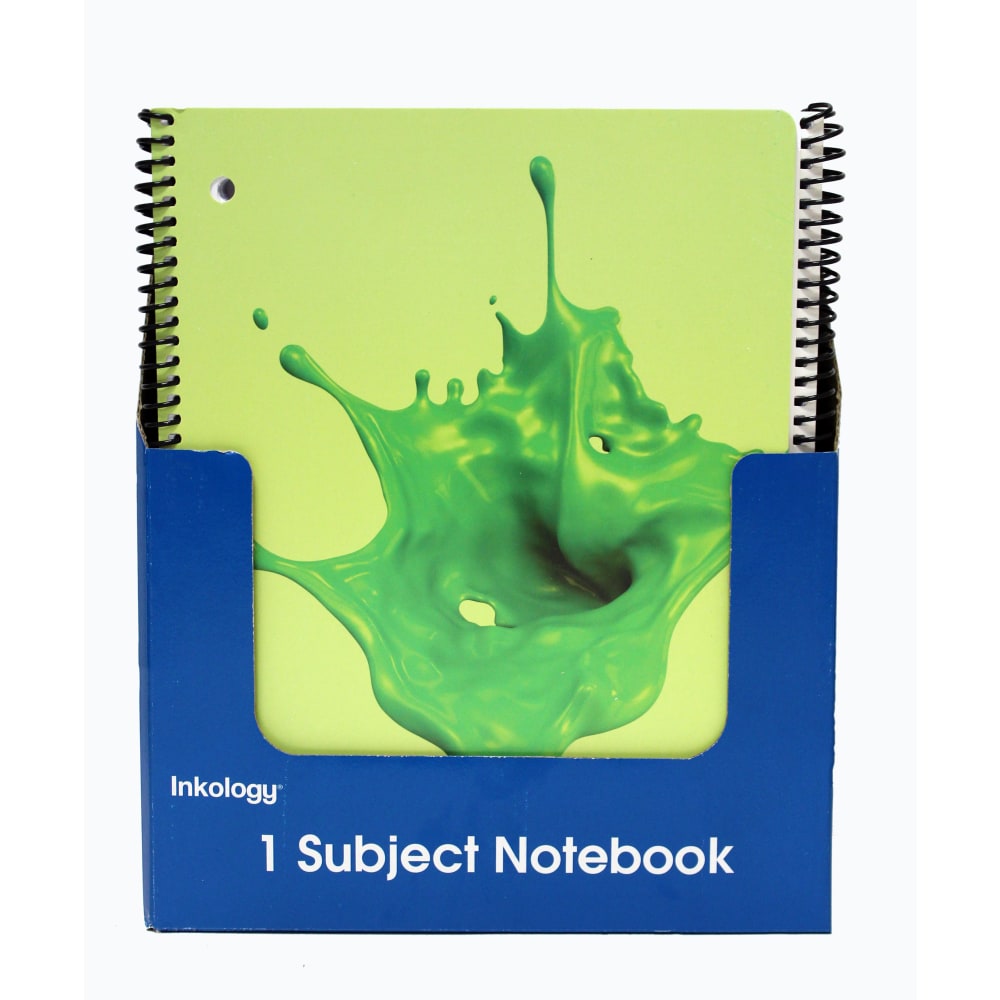 Inkology Notebooks, Nickelodeon Slime, 8-1/2in x 11in, College Ruled, 140 Pages (70 Sheets), Assorted Designs, Pack Of 12 Notebooks