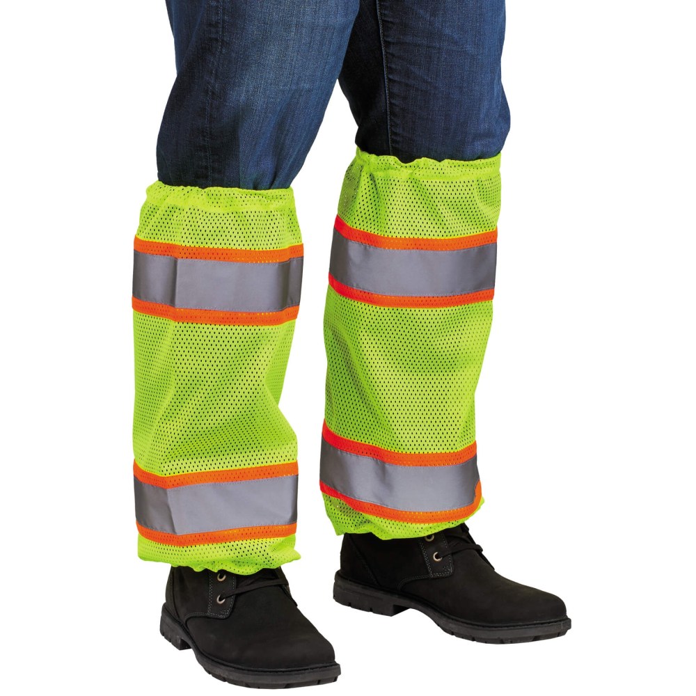 Ergodyne GloWear 8009 Hi-Vis Class E 2-Tone Mesh Leg Gaiters, One Size, Lime