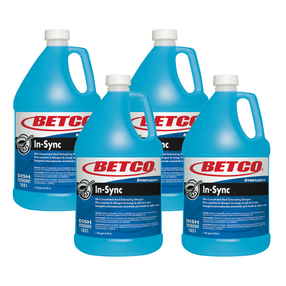 Betco Symplicity In-Sync Dishwashing Detergent, 128 Oz Bottle, Case Of 4