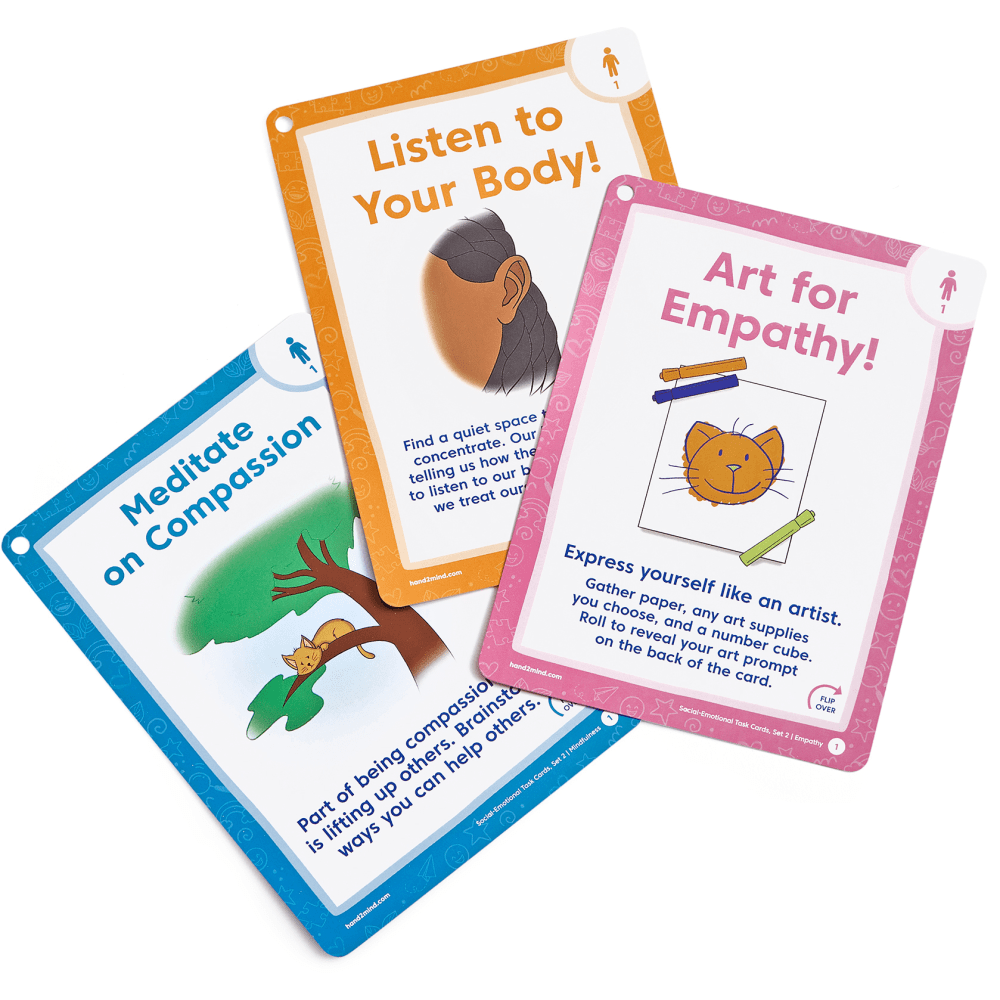 Hand2Mind Social-Emotional Task Cards, Grades 3 to 8, Set Of 64 Cards