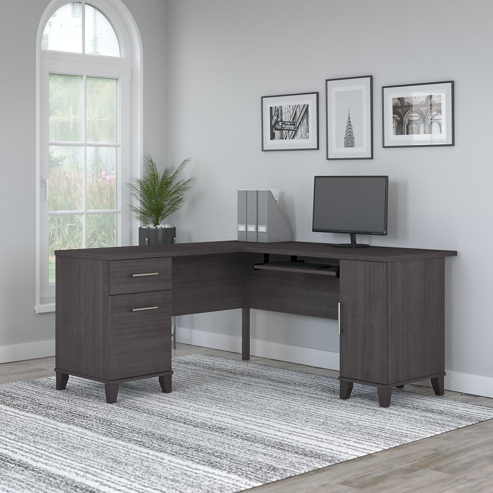 Bush Business Furniture Somerset 60inW L-Shaped Corner Desk, Storm Gray, Standard Delivery