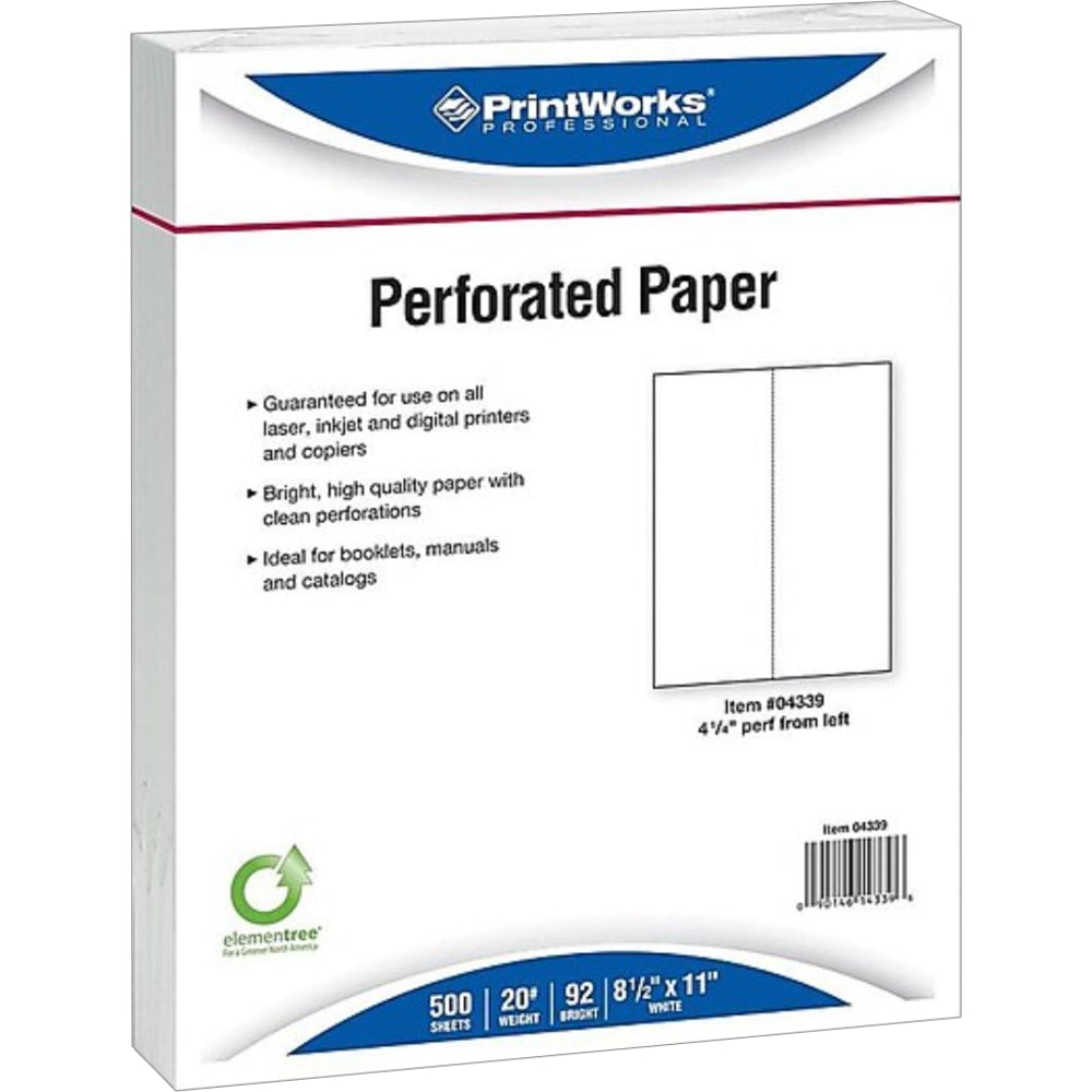 Paris Printworks Professional 4-1/2in Perforated Inkjet Or Laser Paper, White, Letter Size (8-1/2in x 11in), 500 Sheets Per Ream, Case Of 5 Reams, 20 Lb, 92 Brightness