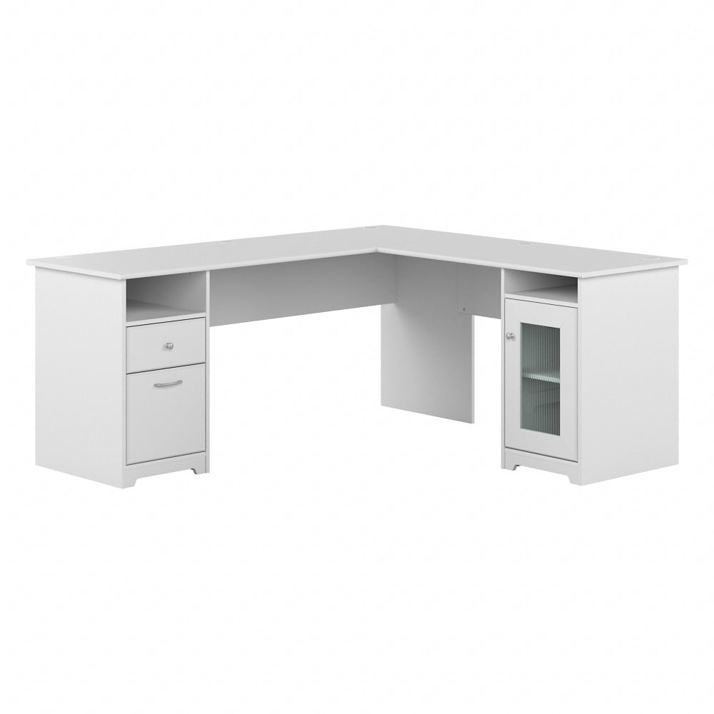 Bush Furniture Cabot 72inW L-Shaped Computer Desk With Storage, White, Standard Delivery