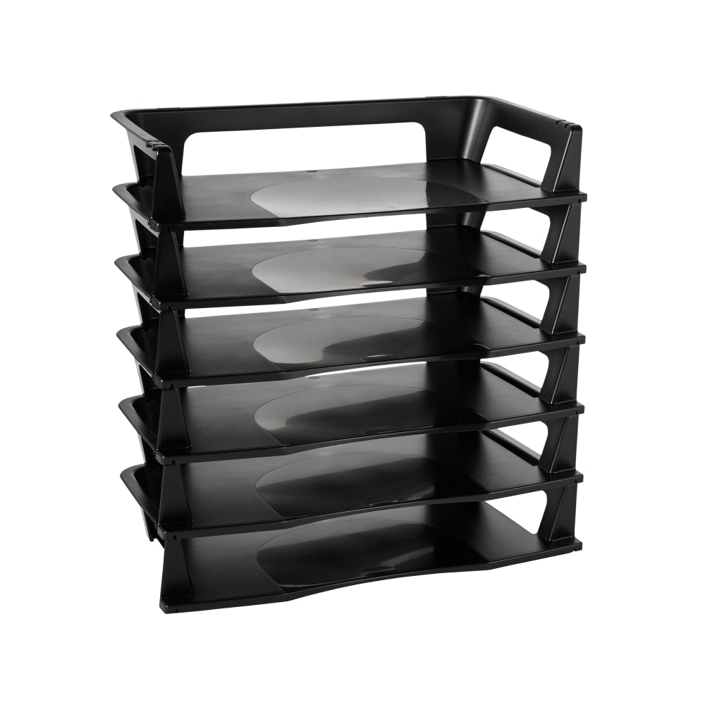 Rubbermaid Regeneration Letter Tray, 2 3/4inH x 9inW x 15 1/4inD, Black, 1 Pack Of 6 Trays