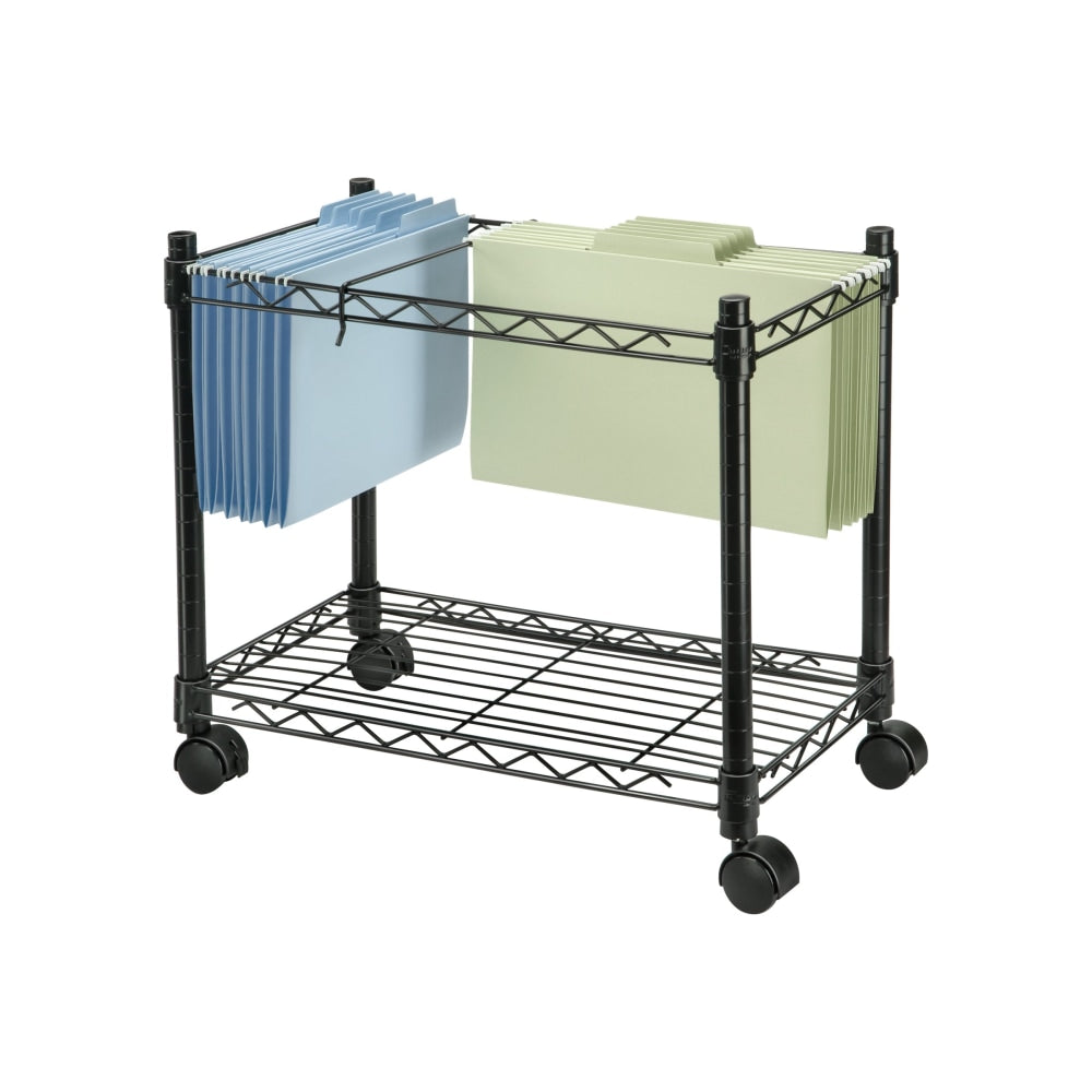 Fellowes High-Capacity Rolling File Cart - 4 Casters - Metal, Steel - 24in Width x 14in Depth x 20.5in Height - Black