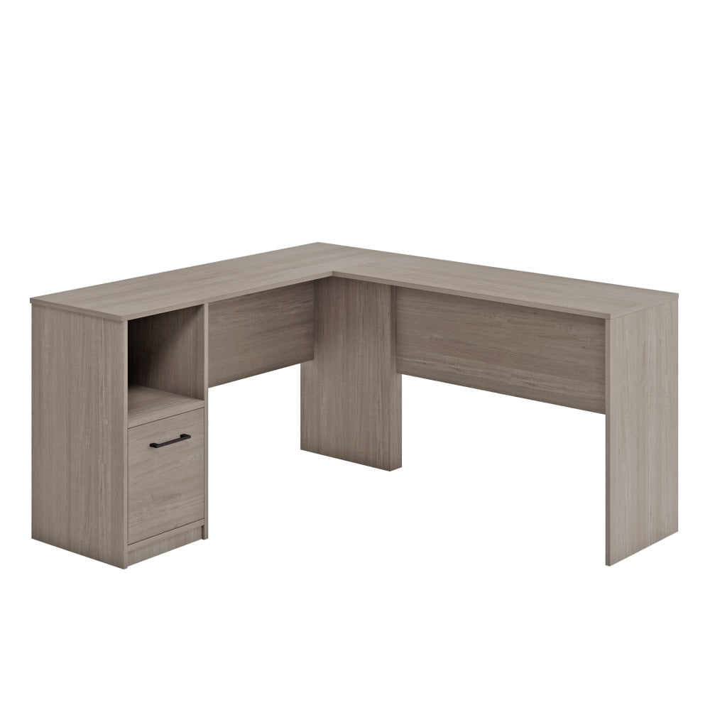 Sauder Beginnings 59inW L-Shaped Home Office Computer Desk, Silver Sycamore