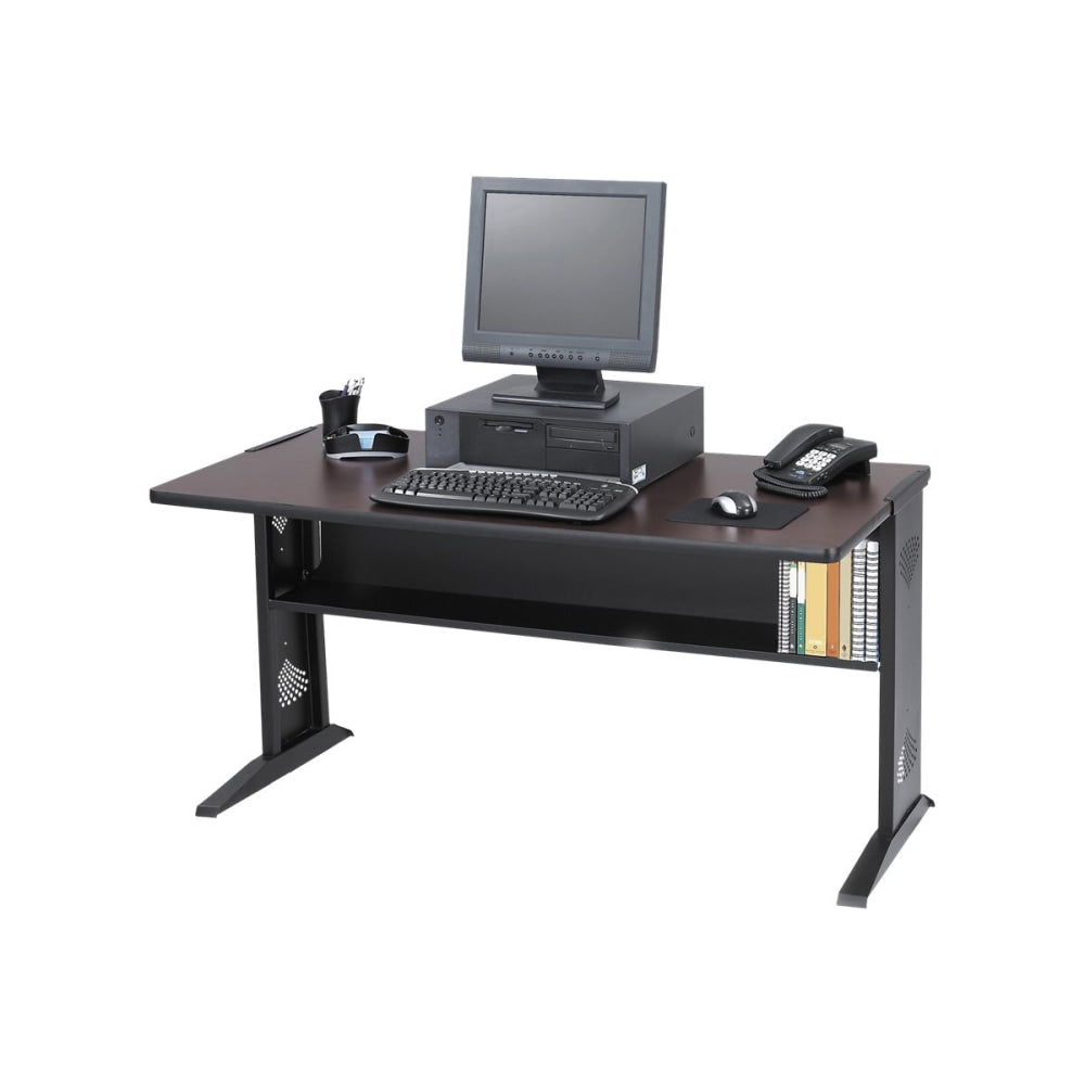 Safco Reversible-Top Computer Desk, 48inW, Mahogany & Medium Oak/Black