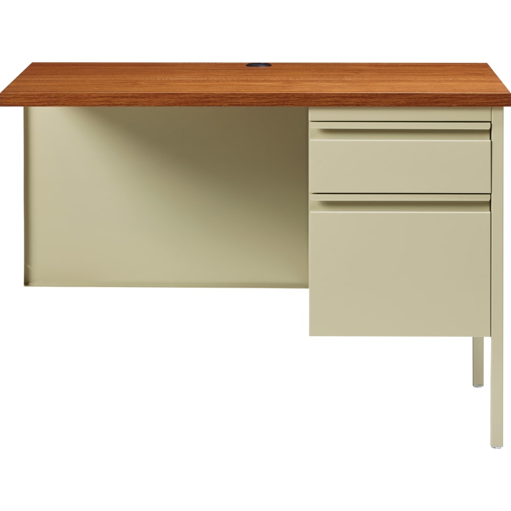 Lorell Fortress 42inW Steel Pedestal Return Computer Desk, Right, Putty/Oak