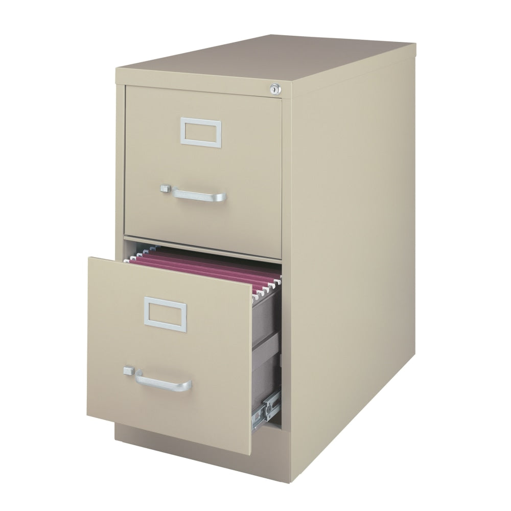 WorkPro 26-1/2inD Vertical 2-Drawer Letter-Size File Cabinet, Putty