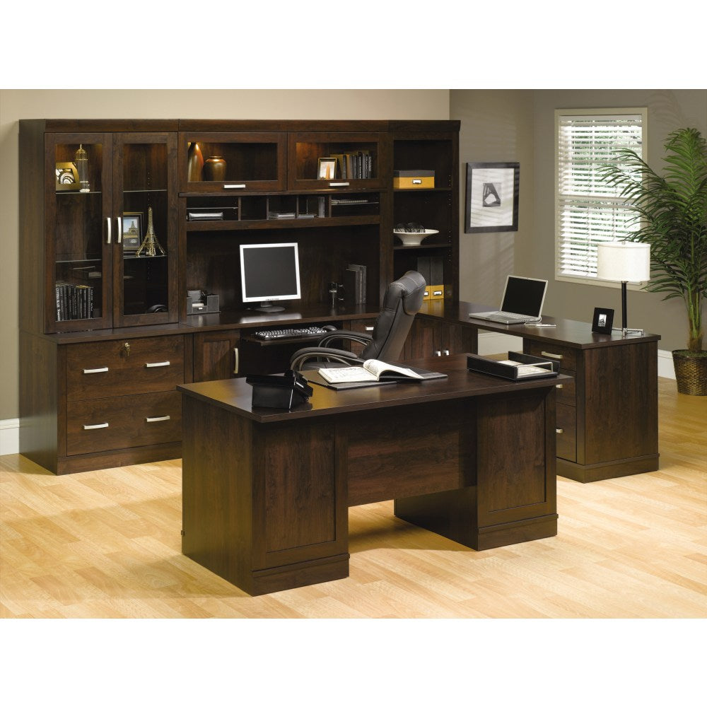 Sauder Office Port 66inW Executive Computer Desk, Dark Alder