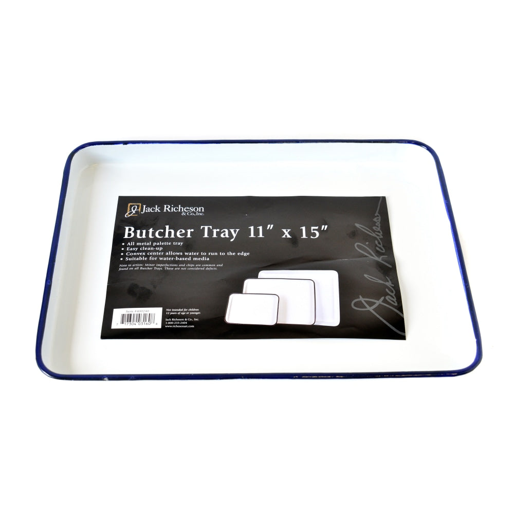 Jack Richeson Oblong Butcher Trays, Steel, Reusable, 11in x 15in, White, Pack Of 2