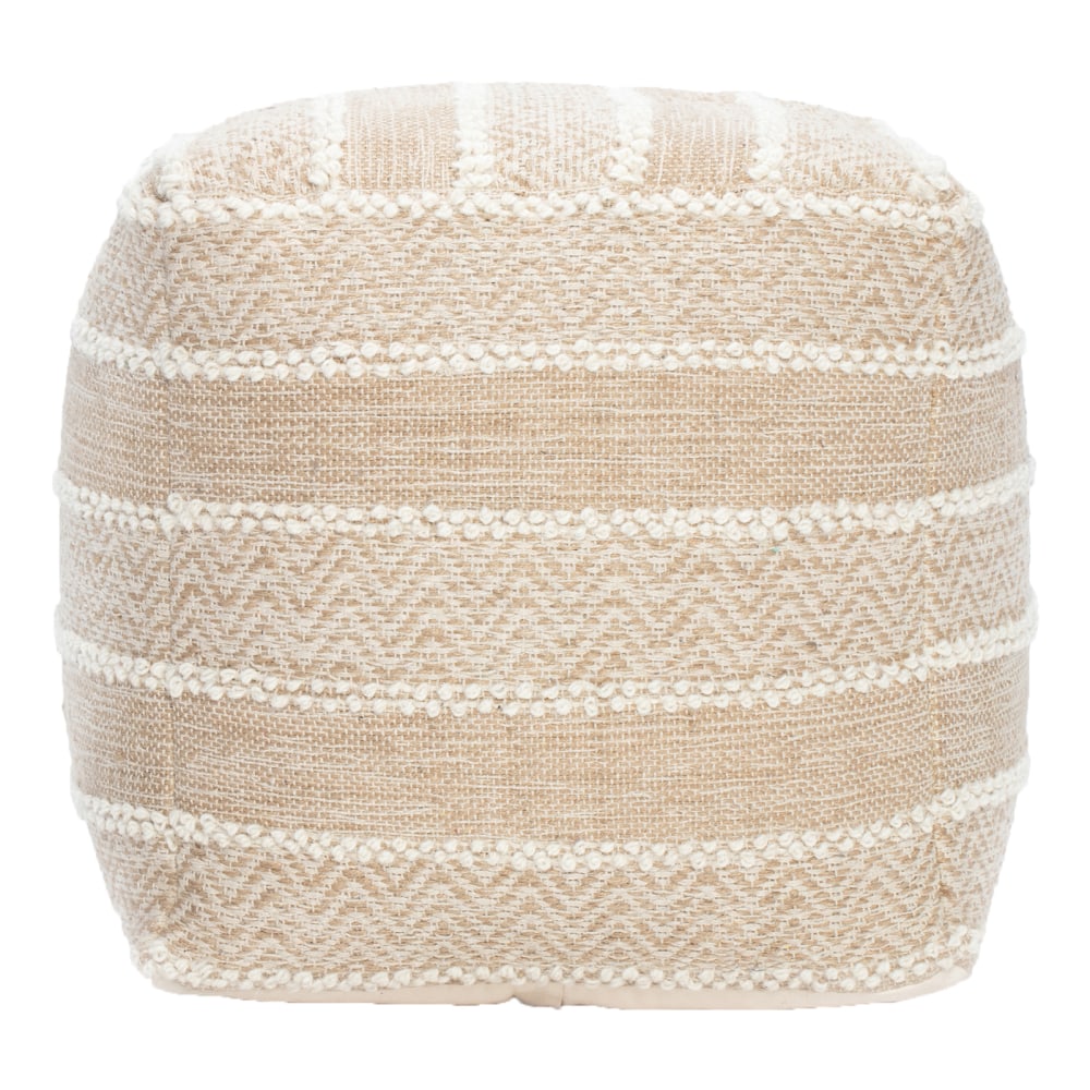 Anji Mountain Portales Pouf Ottoman, Brown/Ivory