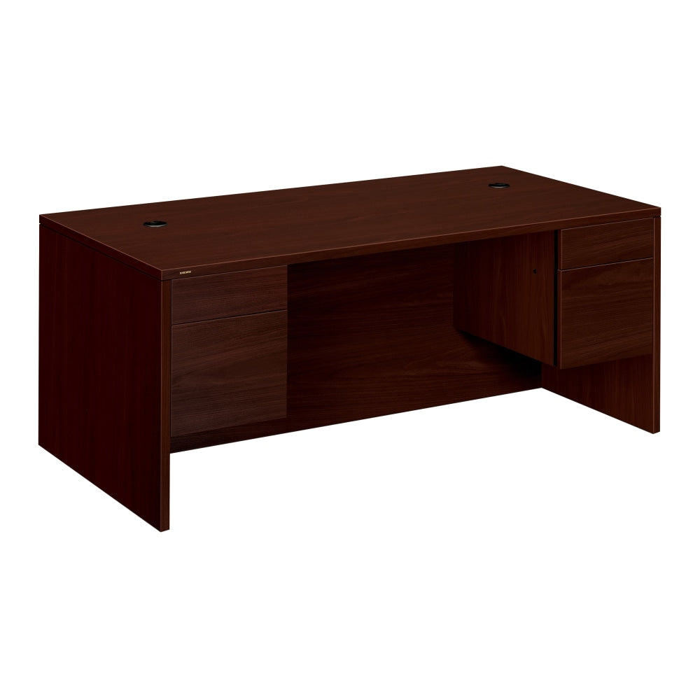 HON 10500 72inW Double-Pedestal Computer Desk, Mahogany