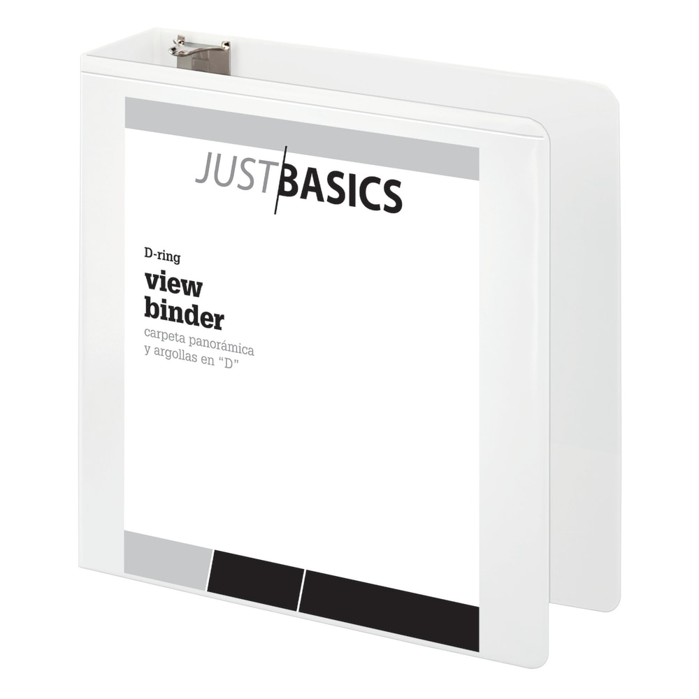 Just Basics View 3-Ring Binder, 3in D-Rings, White