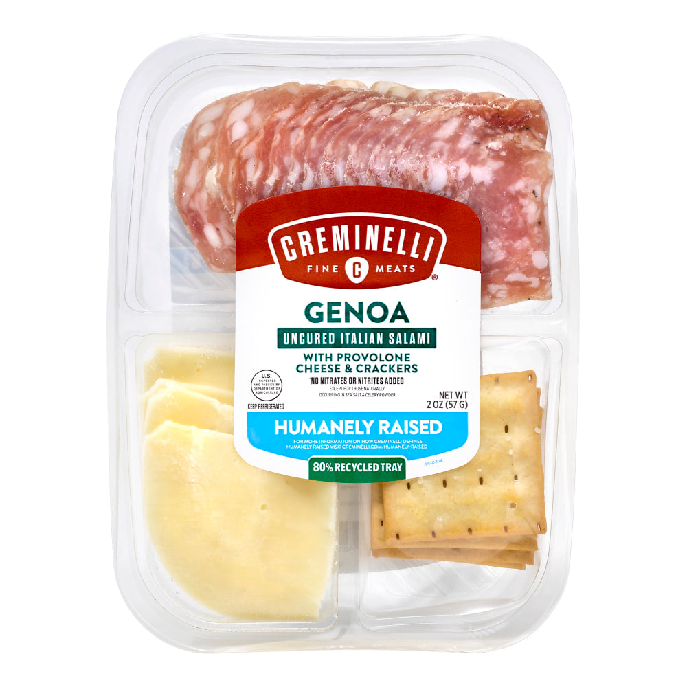 Creminelli Genoa, Provolone Cheese And Crackers Packs, 2 Oz, Set Of 4 Packs