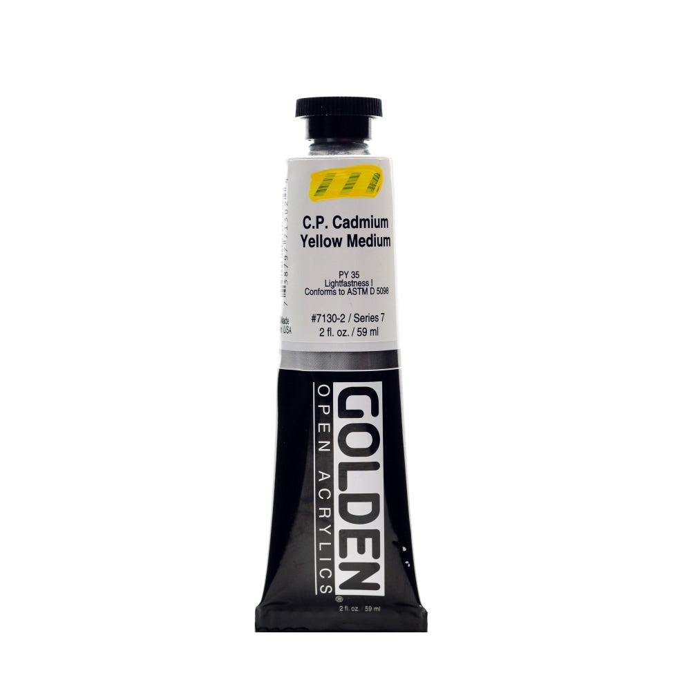 Golden OPEN Acrylic Paint, 2 Oz Tube, Cadmium Yellow Medium (CP)