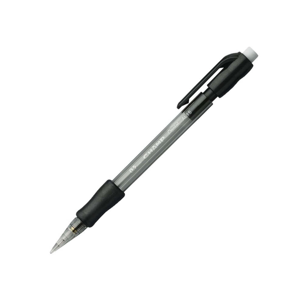 Pentel Champ Mechanical Pencils, #2 Lead, Fine Point, 0.5 mm, Black Barrel, Pack Of 12