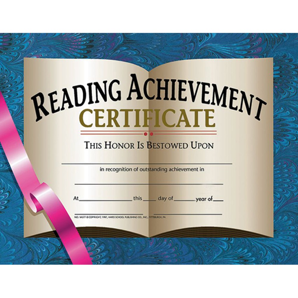 Hayes Certificates, 8-1/2in x 11in, Reading Achievement, 30 Certificates Per Pack, Set Of 3 Packs