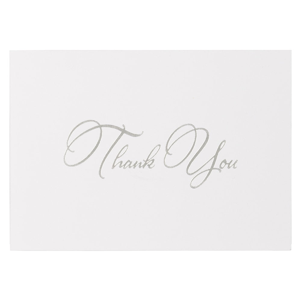 JAM Paper Thank You Card Set, Silver Stardream with Silver Script, Set Of 25 Cards And 25 Envelopes