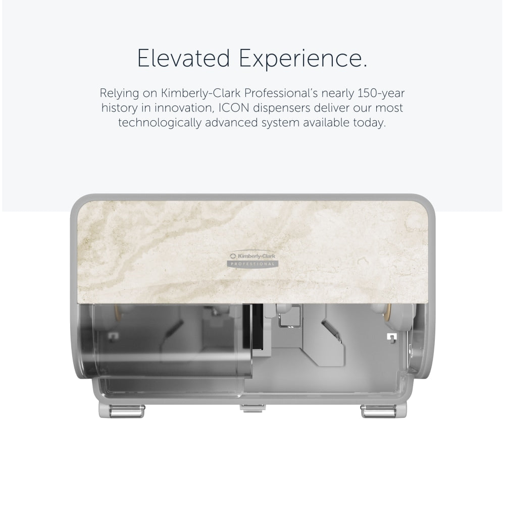 Kimberly-Clark Professional ICON Coreless Standard 2-Roll Toilet Paper Dispenser With Faceplate, Horizontal, Warm Marble