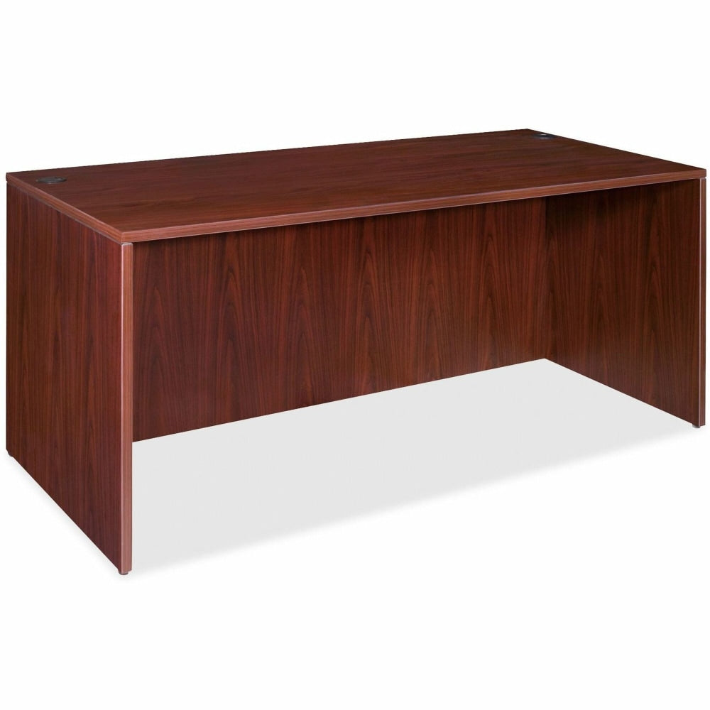 Lorell Essentials 60inW Rectangular Shell Computer Desk, Mahogany