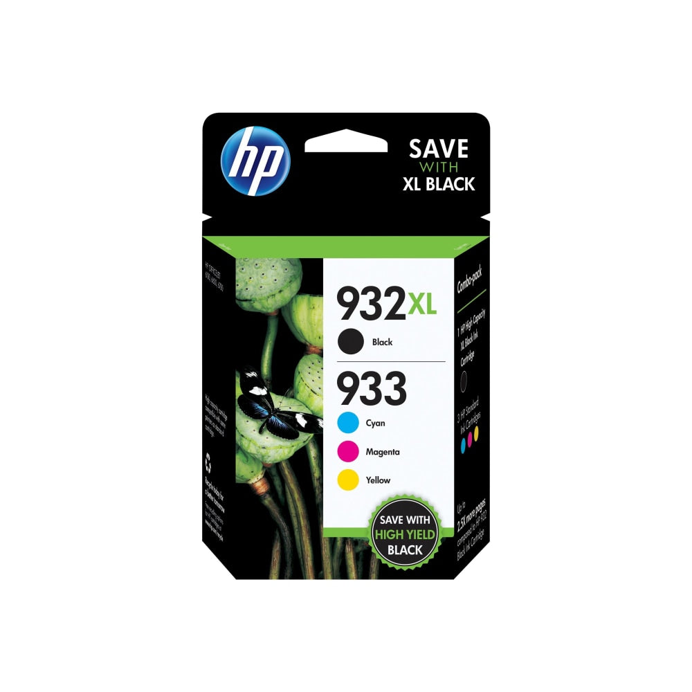 HP 933 Black And Cyan, Magenta, Yellow Ink Cartridges, Pack Of 4, N9H62FN