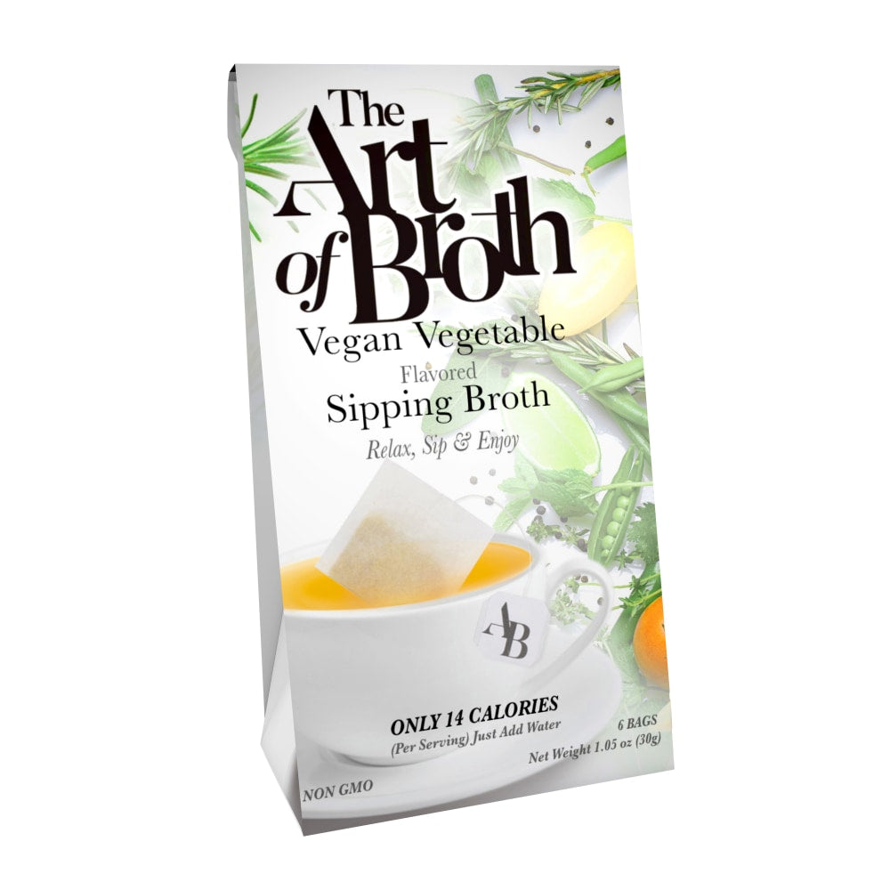 The Art of Broth Vegan Vegetable Flavored Sipping Broth, Box Of 6 Bags