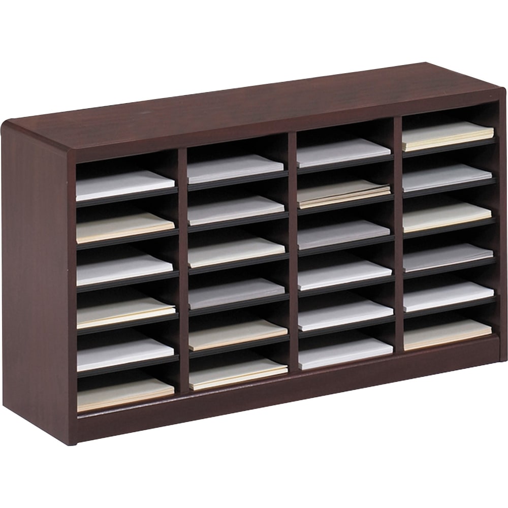 Safco E-Z Stor Wood Literature Organizer, 24 Compartments, 23inH, Mahogany