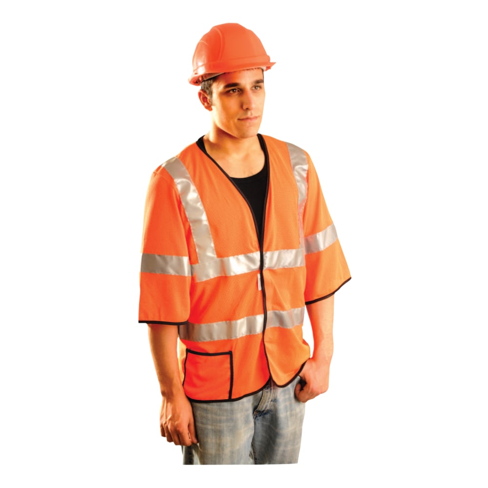 Class 3 Mesh Vests with 3M Scotchlite Reflective Tape, Large, Hi-Viz Yellow