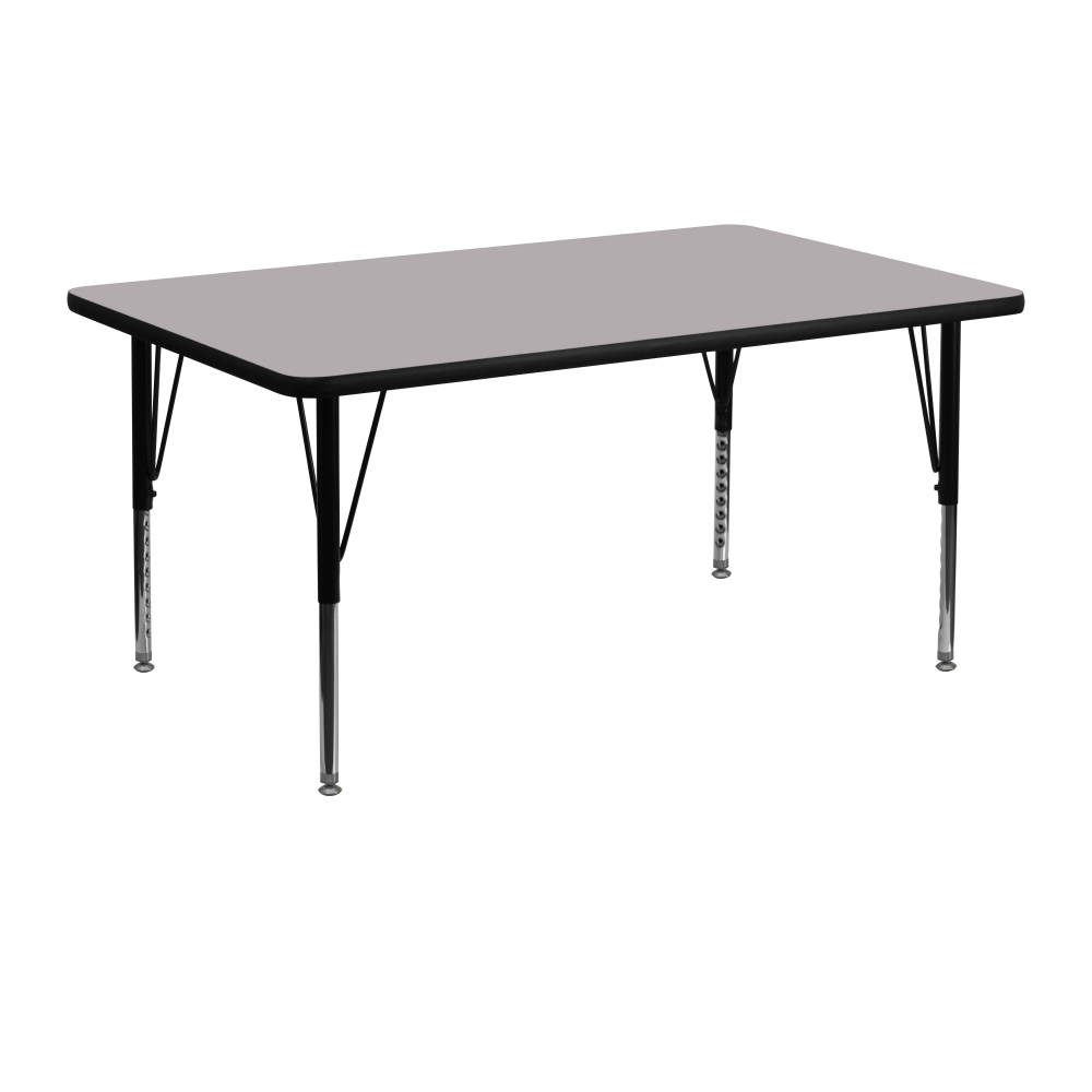 Flash Furniture 48ft"W Rectangular Thermal Laminate Activity Table With Short Height-Adjustable Legs, Gray