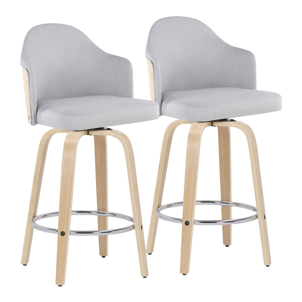 LumiSource Ahoy Fabric Counter Stools, Light Gray/Natural, Set Of 2 Stools