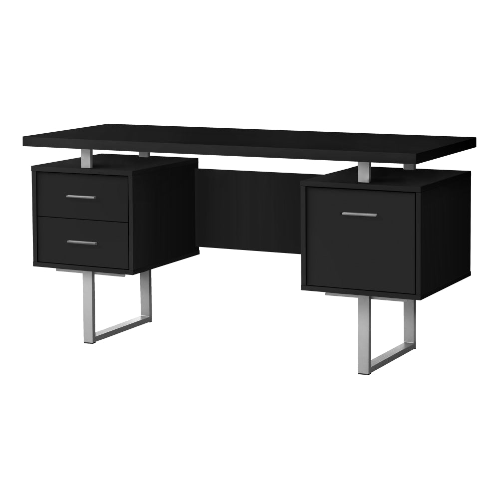 Monarch Specialties Violet 60inW Computer Desk, Black/Silver