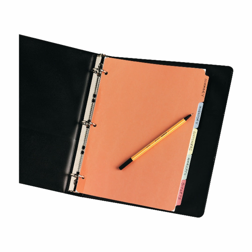 Avery Plain Tab Write-On Dividers, 8 1/2in x 11in, 30% Recycled, Multicolor, 5-Tab, Case Of 36