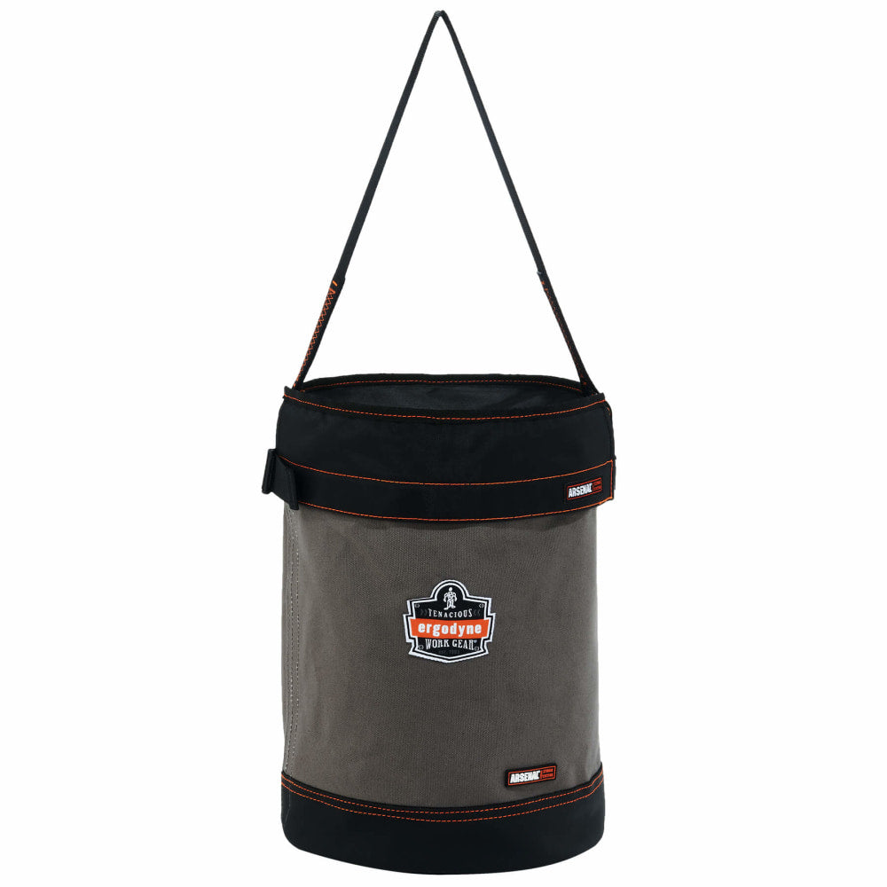 Ergodyne Arsenal 5930T Web Handle Canvas Hoist Bucket With Top, 17in x 12-1/2in, Gray