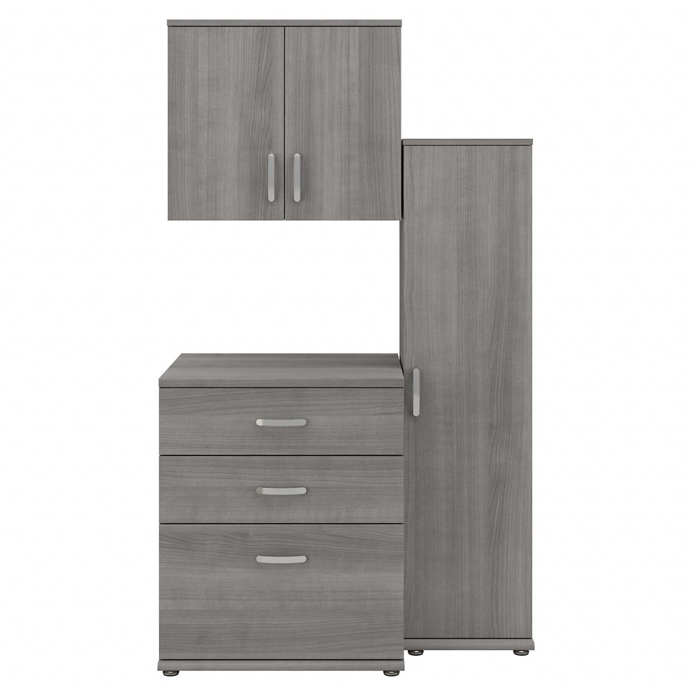 Bush Business Furniture Universal 44inW 3-Piece Modular Storage Set With Floor And Wall Cabinets, Platinum Gray, Standard Delivery