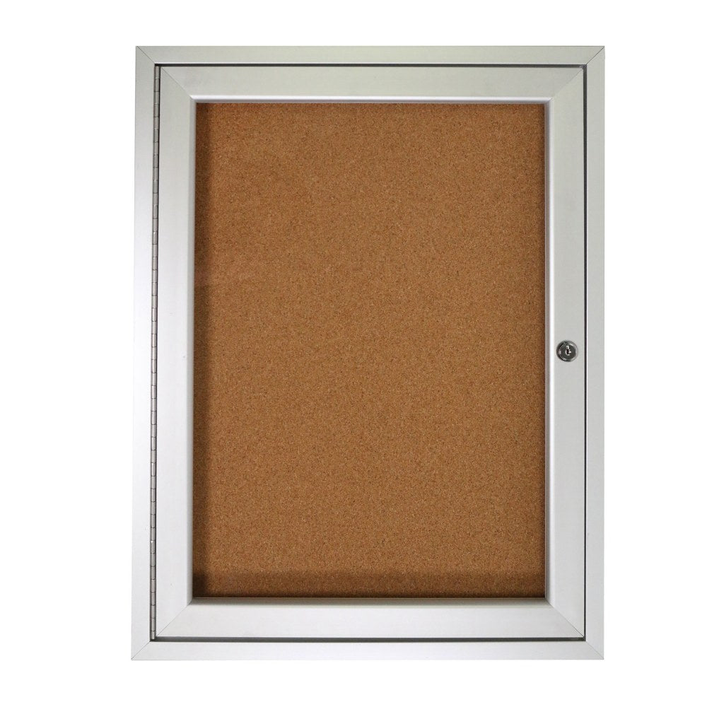 Ghent Traditional Enclosed Natural Cork Bulletin Board, 48in x 96in, Oak Frame