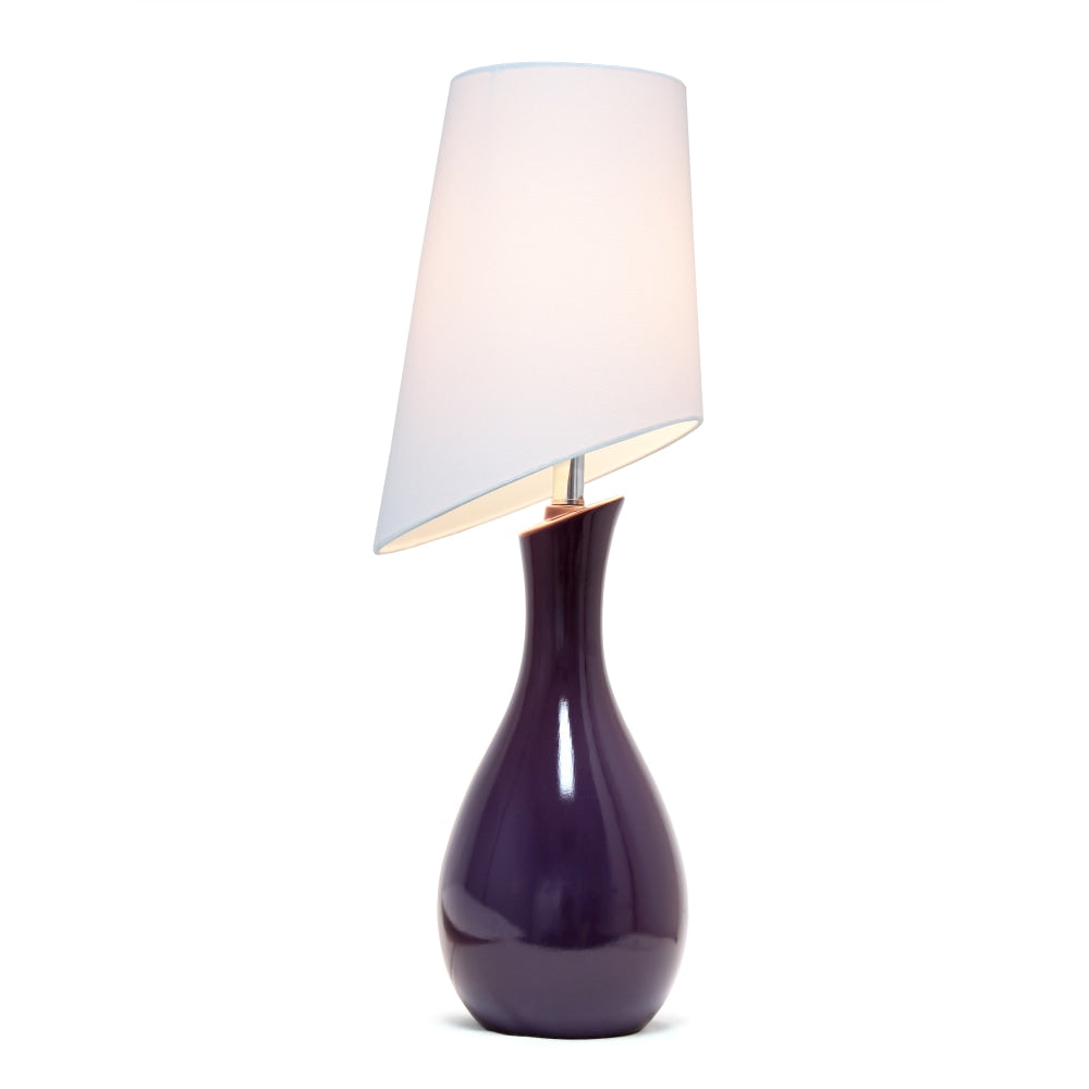 Elegant Designs Curved Ceramic Table Lamp with Asymmetrical Shade, 28.5inH, Purple/White