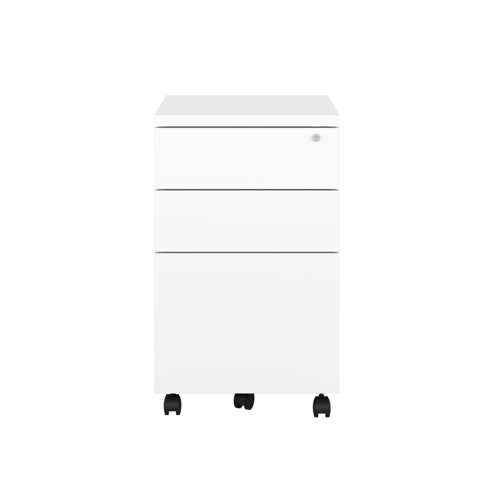 Bestar Universel 18inD Vertical 3-Drawer Mobile Pedestal File Cabinet, White