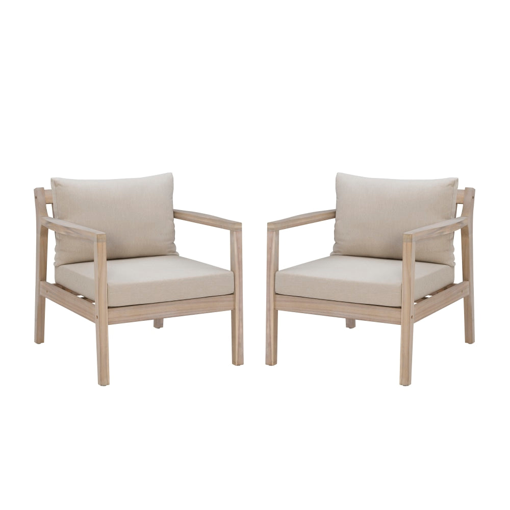 Linon Lascher Outdoor Side Chairs, Beige/Natural, Set Of 2 Chairs