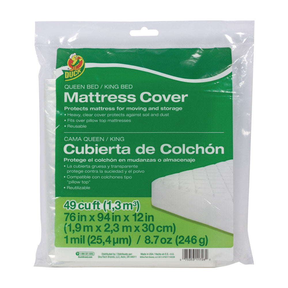 Duck Mattress Cover, Queen/King, 76inH x 94inW x 12inD, Clear