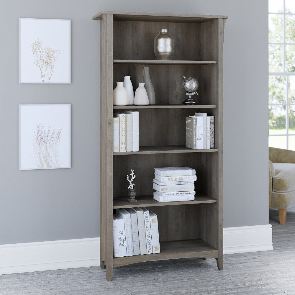 Bush Furniture Salinas 63inH 5-Shelf Bookcase, Driftwood Gray, Standard Delivery