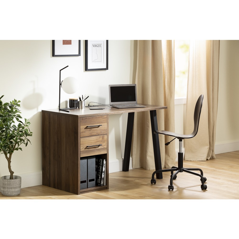 South Shore Zolten 48inW Computer Desk, Natural Walnut