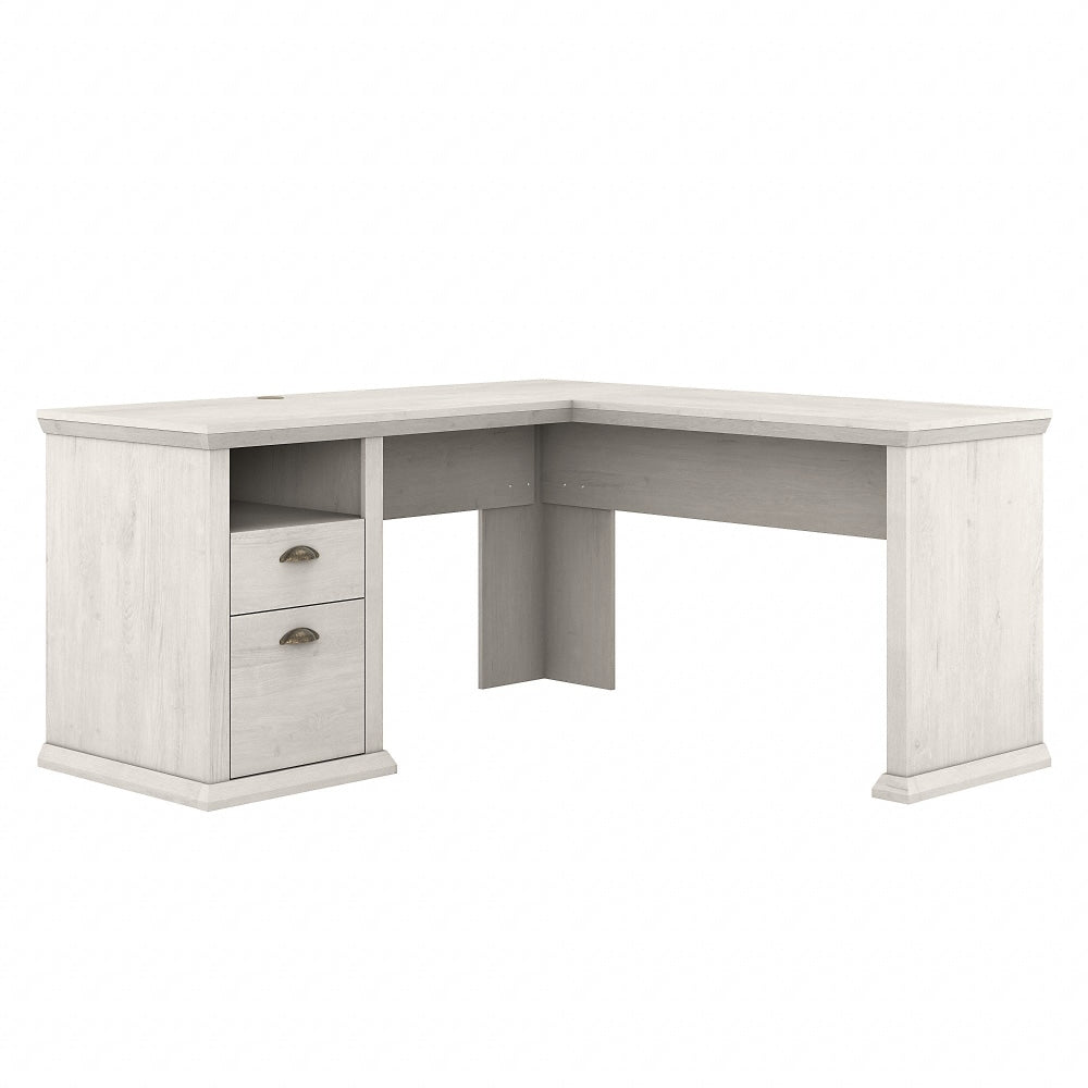 Bush Business Furniture Yorktown 60inW L-Shaped Corner Desk With Storage, Linen White Oak, Standard Delivery